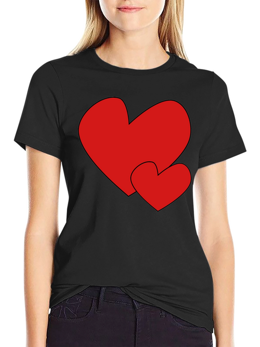 Heart Print Black Tee - Stylish & Comfortable