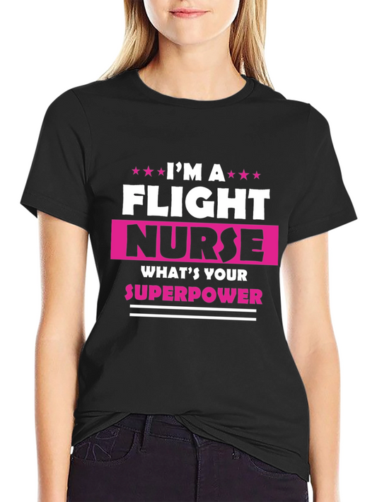 Flight Nurse Superpower Graphic Tee - Black