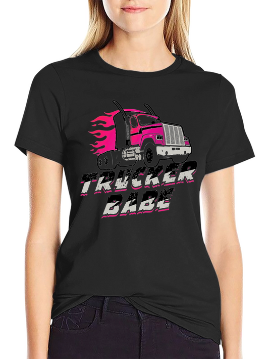 Trucker Babe Graphic Tee - Black