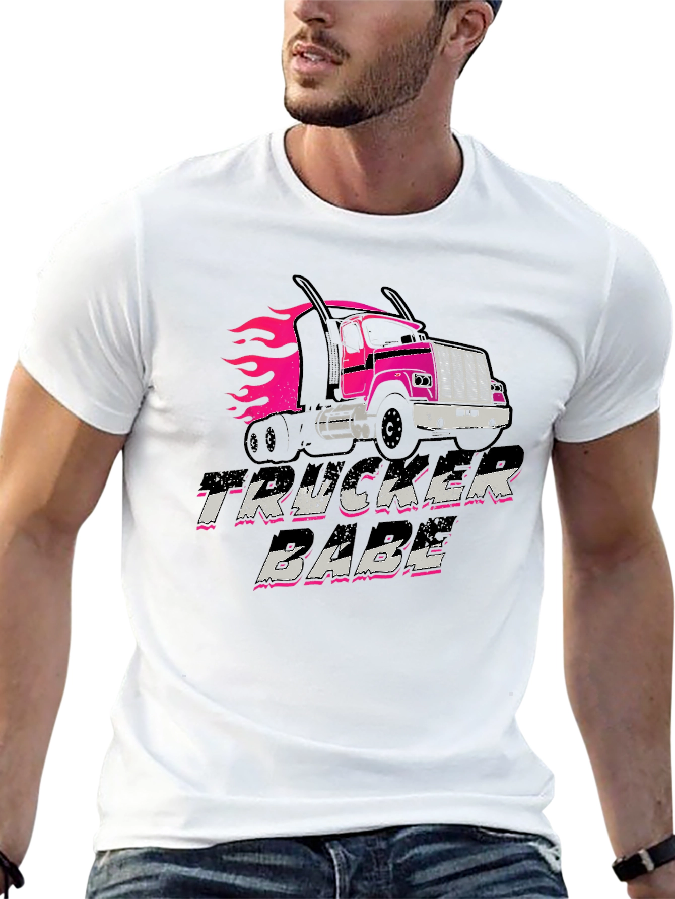 Trucker Babe Graphic Tee - Black