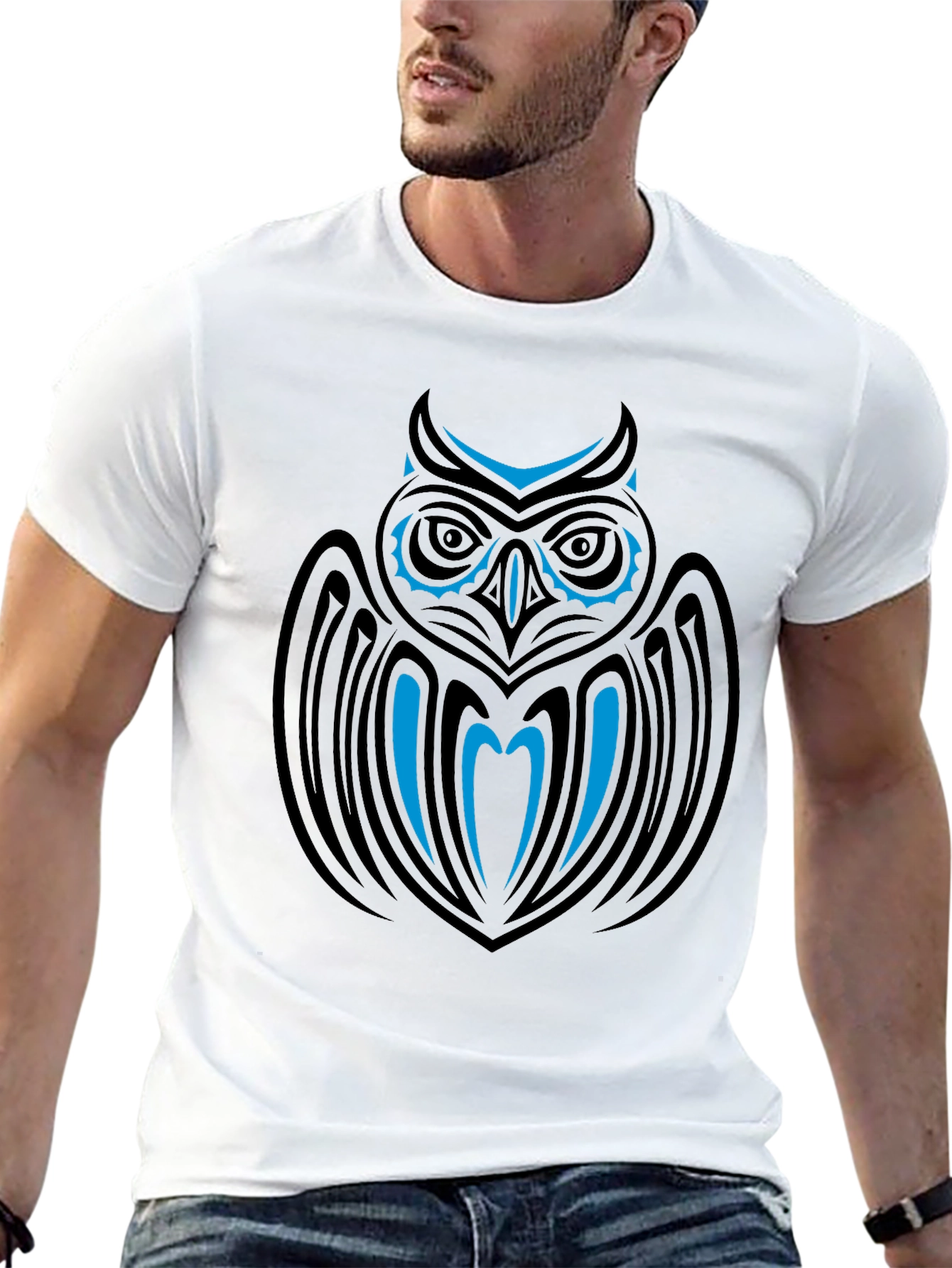 Tribal Owl Graphic Black T-Shirt