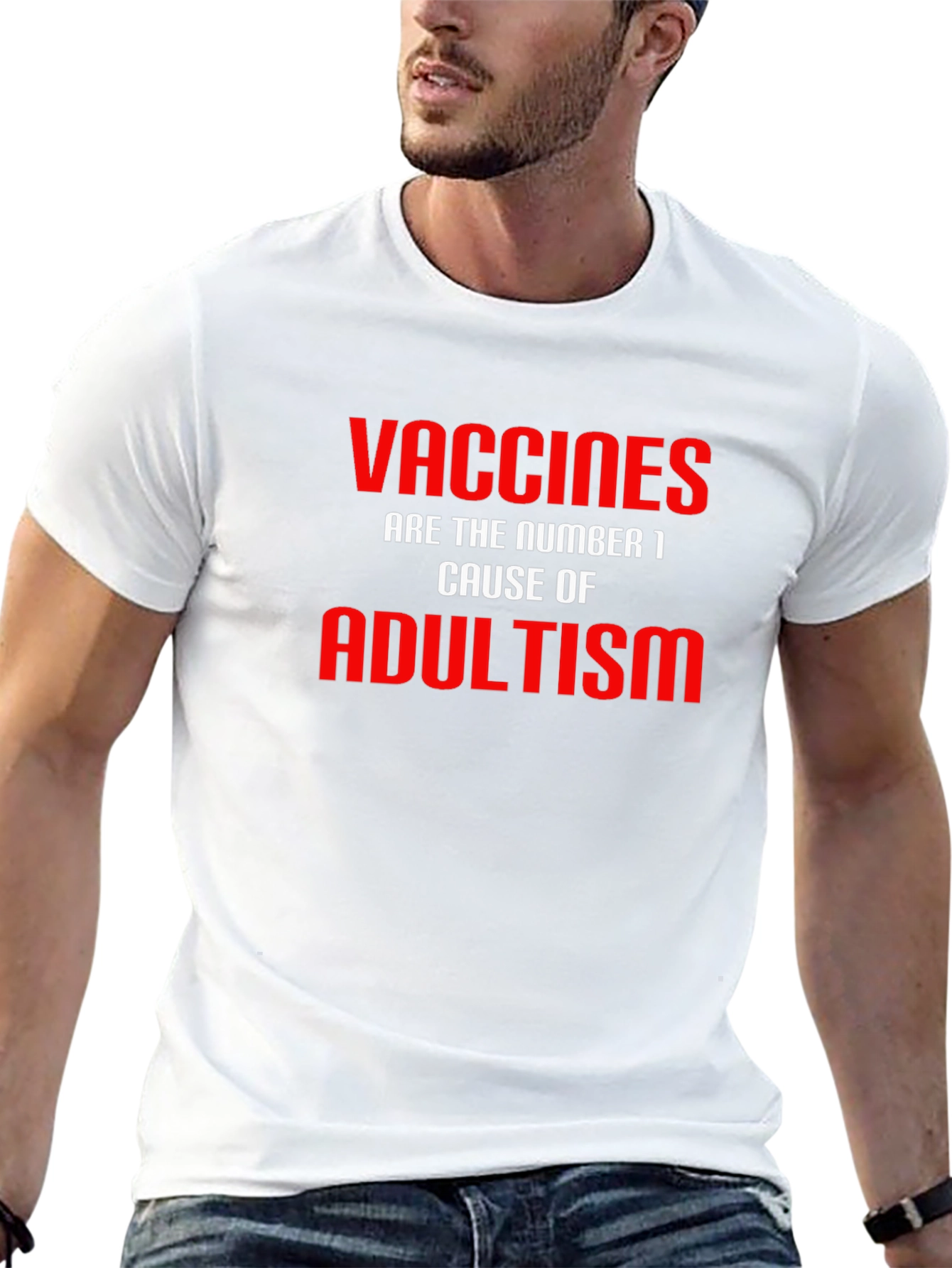 Vaccines Cause Adultism T-Shirt Funny Sarcastic Joke Graphic Tee