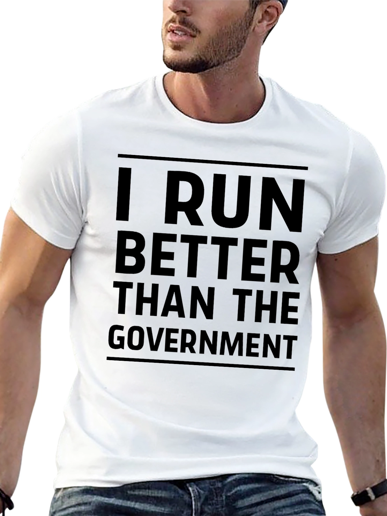I Run Better Than The Government Black T-Shirt