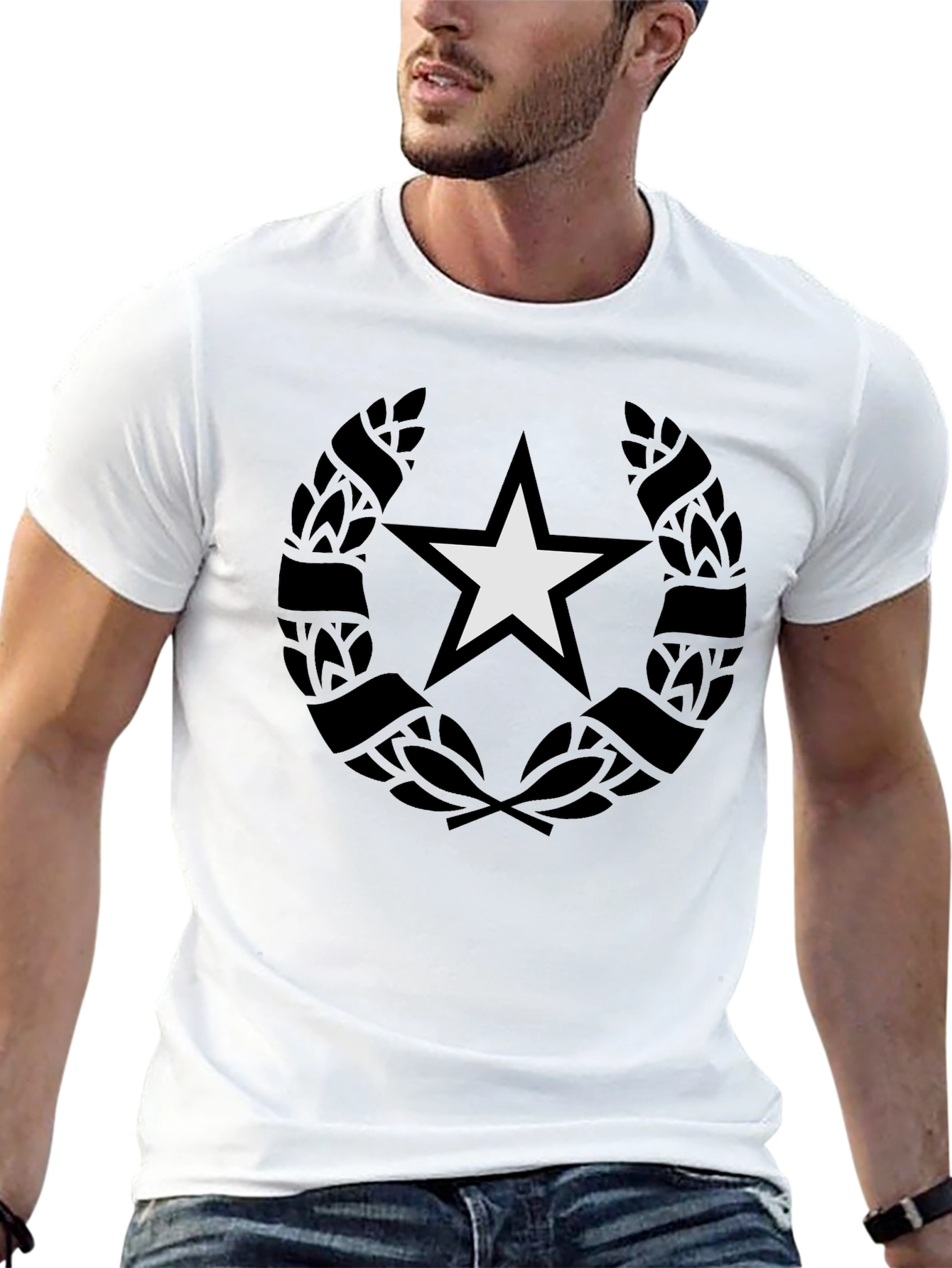 Star Wreath Graphic Black T-Shirt