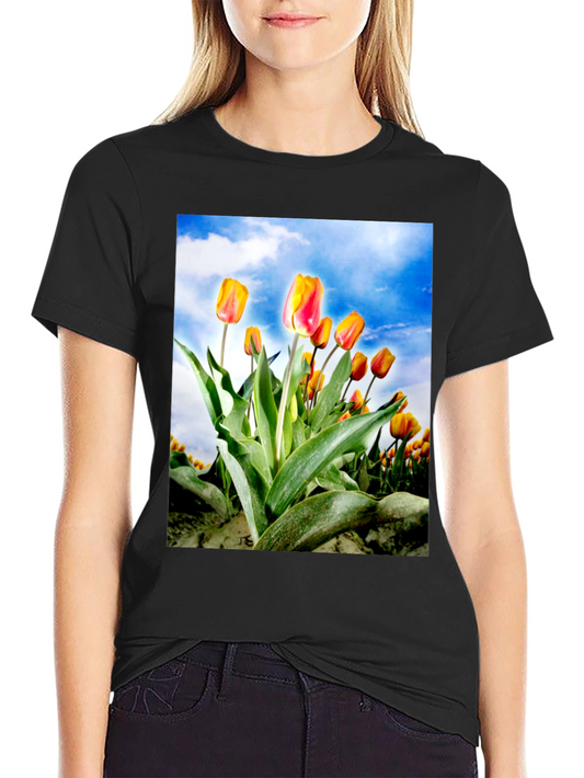 Tulip Field T-Shirt - Artistic Floral Design