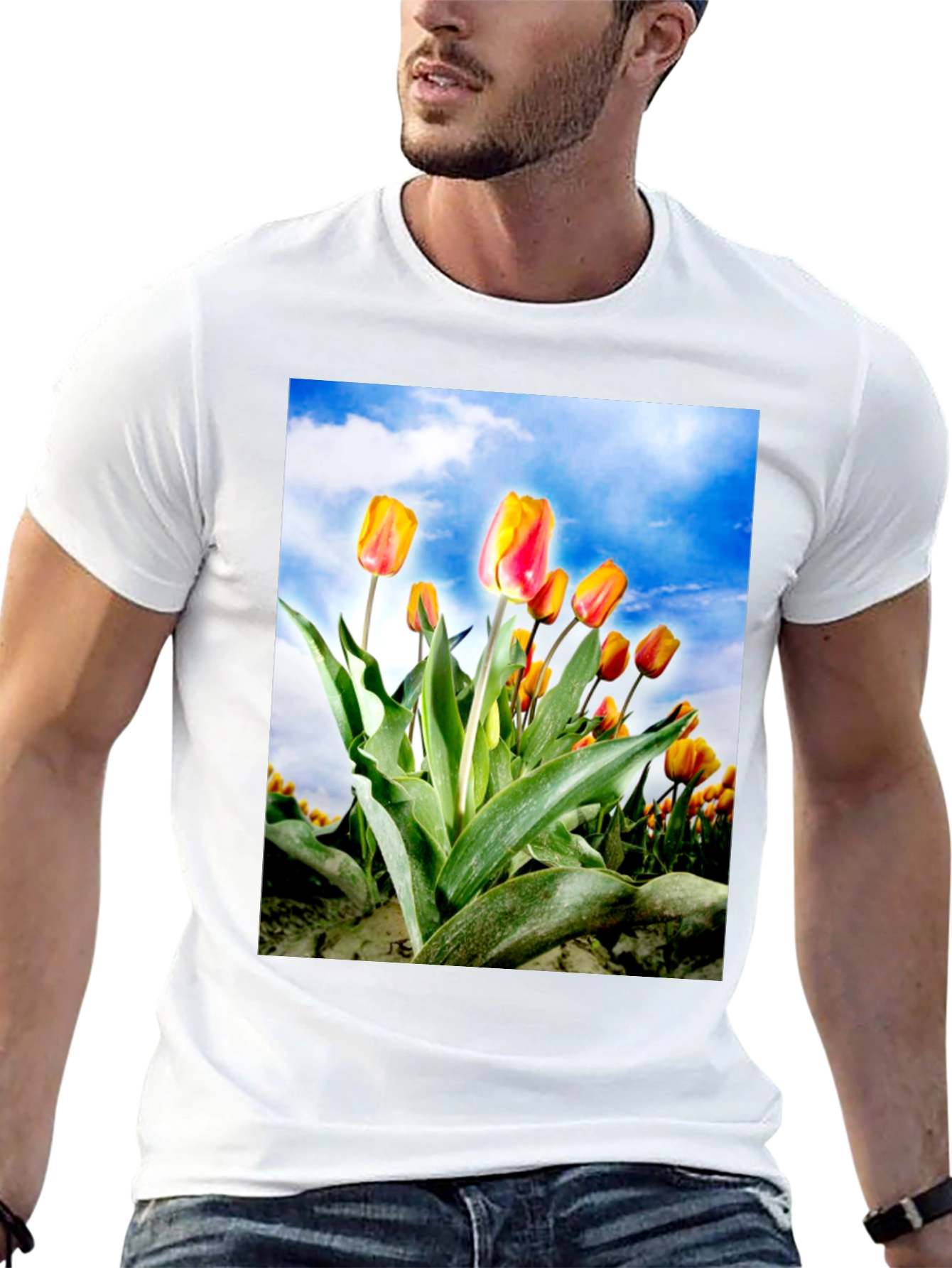 Tulip Field T-Shirt - Artistic Floral Design