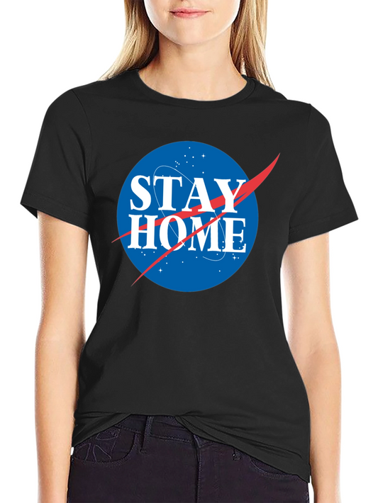 Stay Home NASA Logo T-Shirt - Black