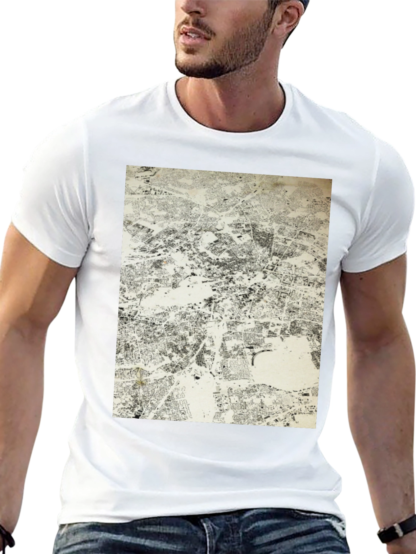 Urban Map Graphic Tee - Black Cotton T-Shirt
