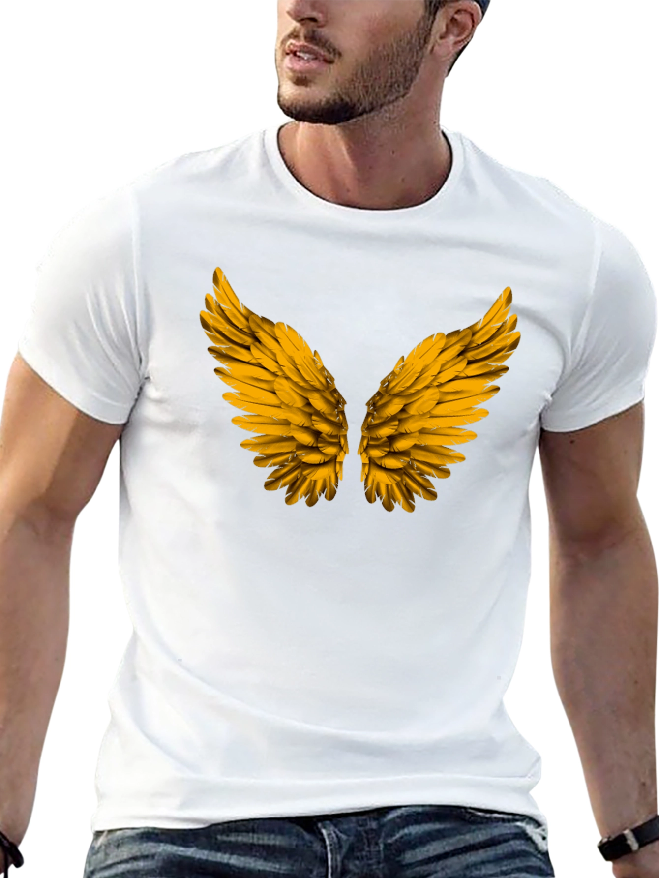 Golden Wings Graphic Black T-Shirt