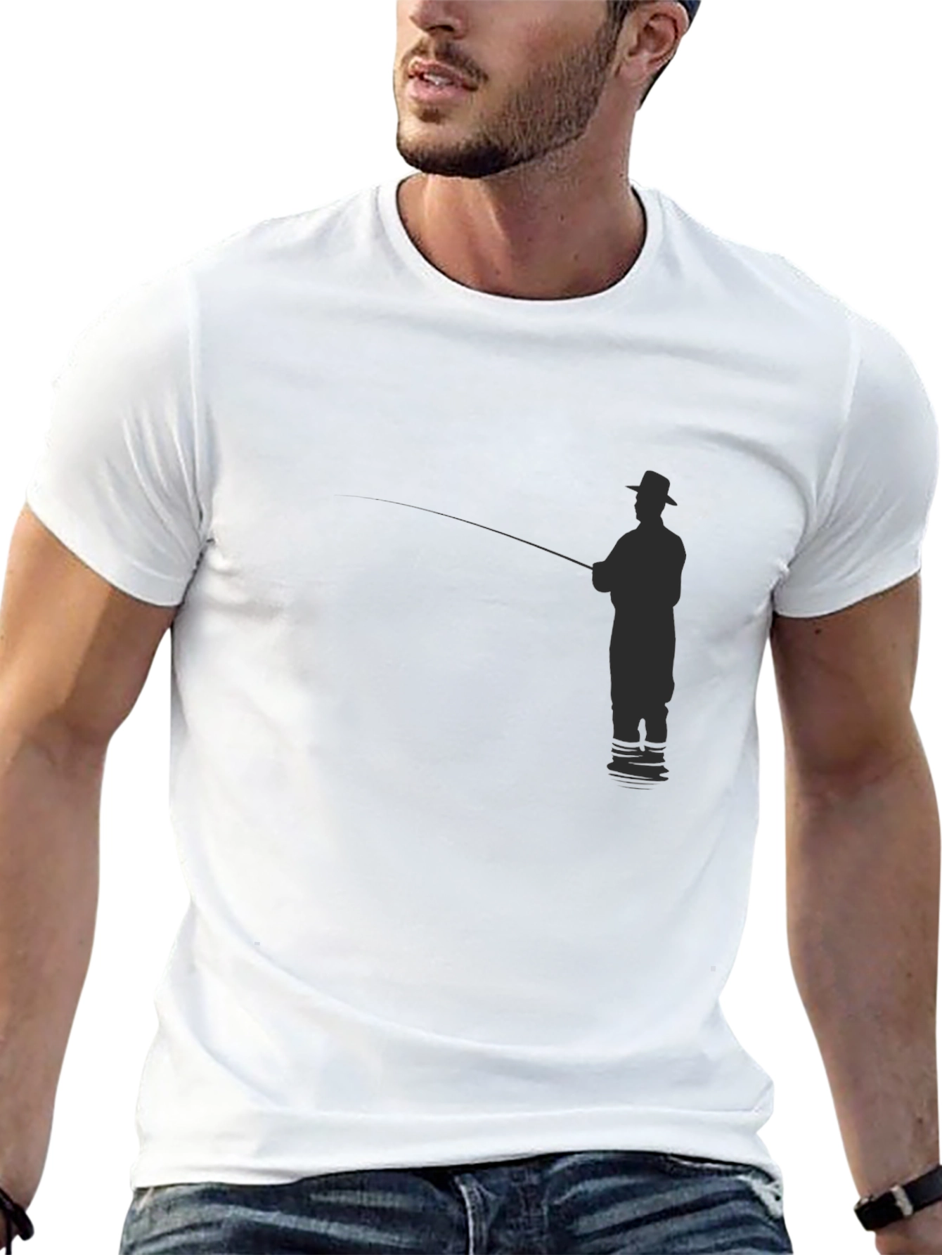 Fisherman Silhouette Black T-Shirt