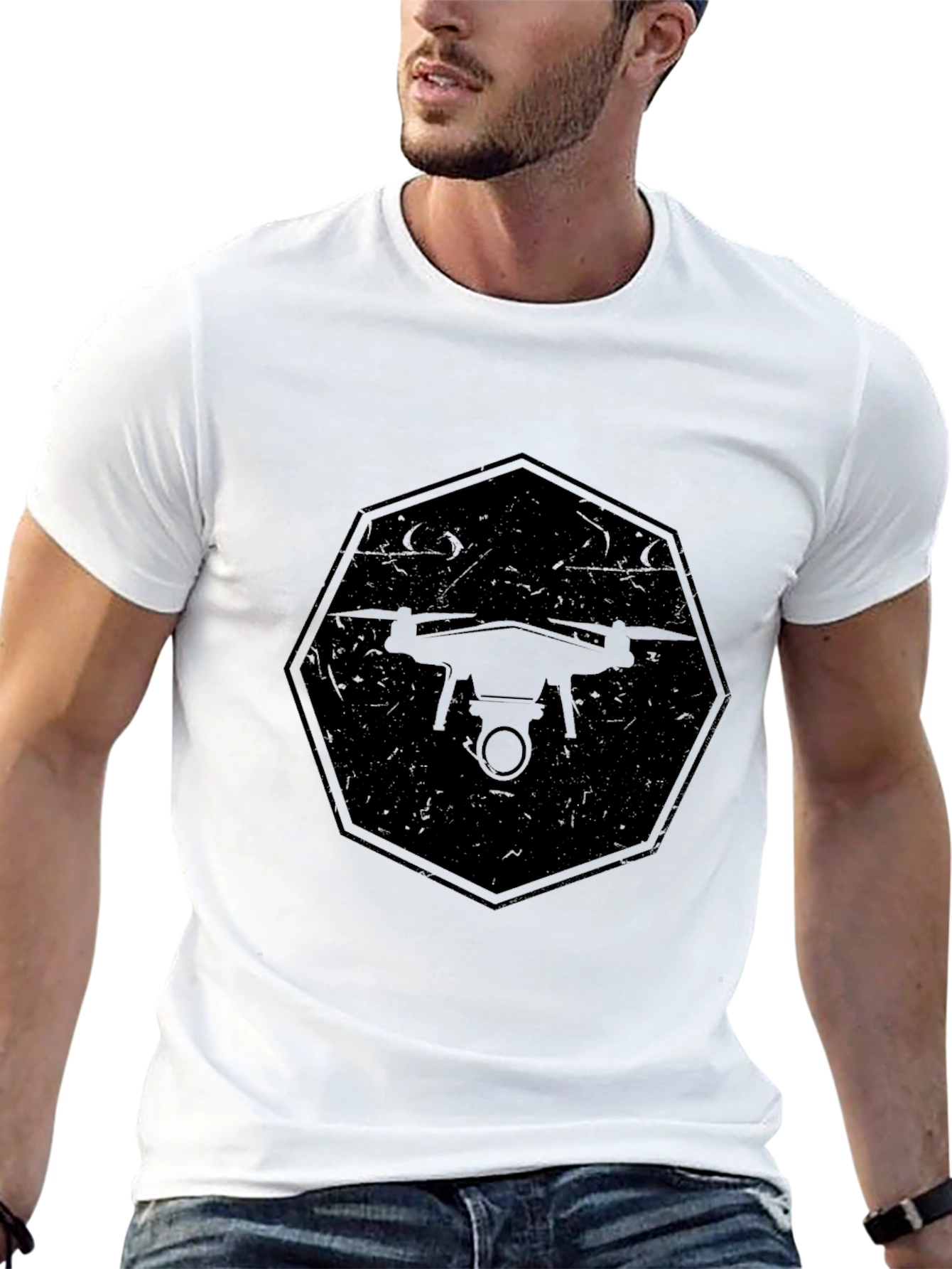 Drone Graphic T-Shirt - Black