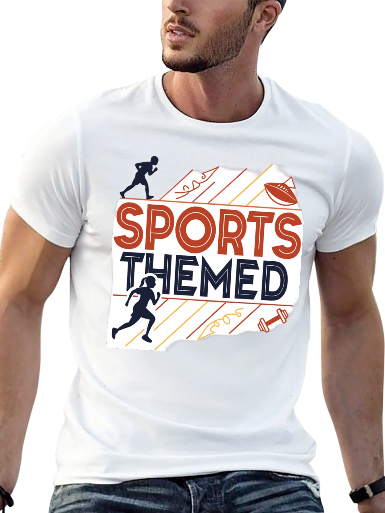 Sports Themed Graphic Tee - Black