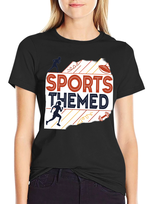 Sports Themed Graphic Tee - Black