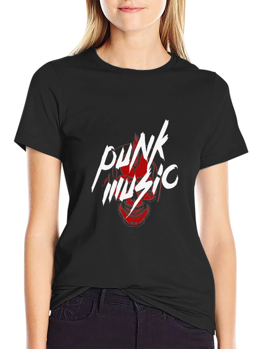 Punk Music Graphic Tee - Black Cotton T-Shirt