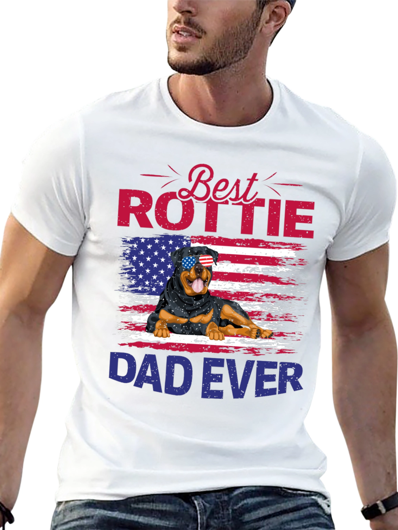 Best Rottie Dad Ever T-Shirt - Patriotic Rottweiler Tee