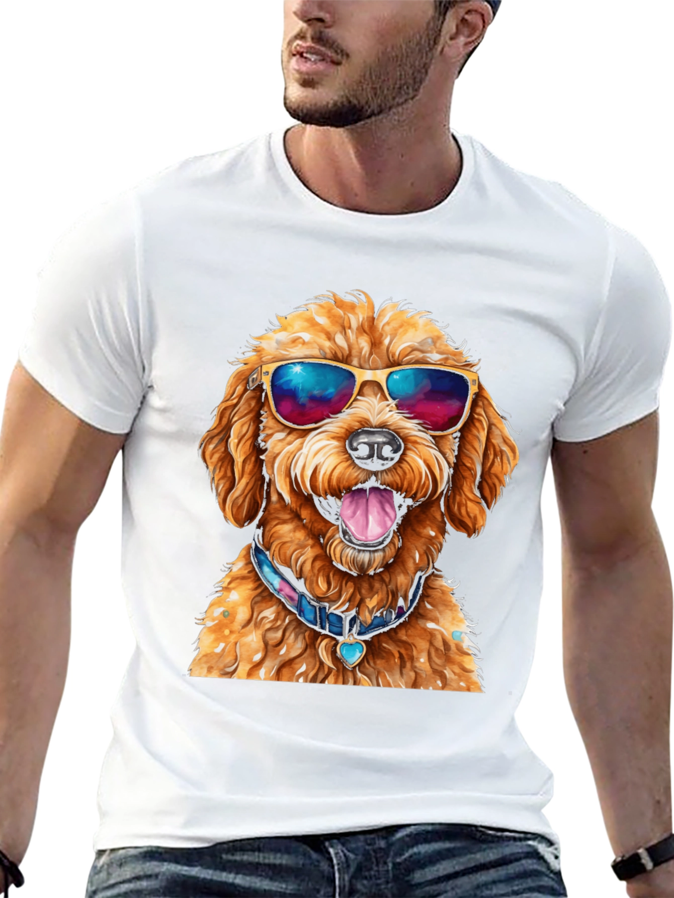 Cool Dog T-Shirt - Doodle with Sunglasses