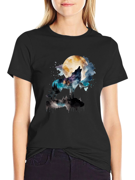Wolf Howling at Moon Graphic T-Shirt