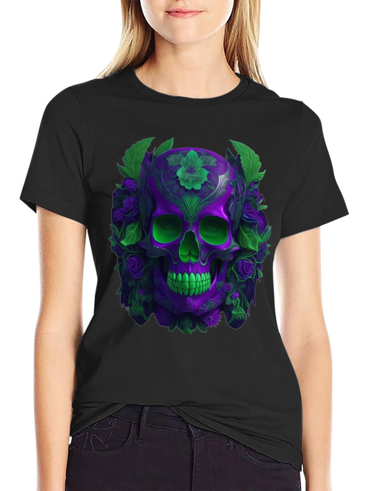 Floral Skull Graphic T-Shirt