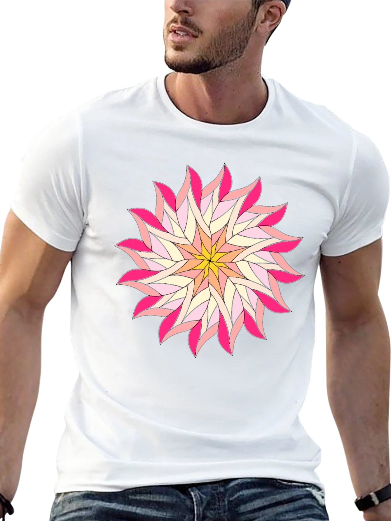 Floral Mandala Graphic T-Shirt - Black