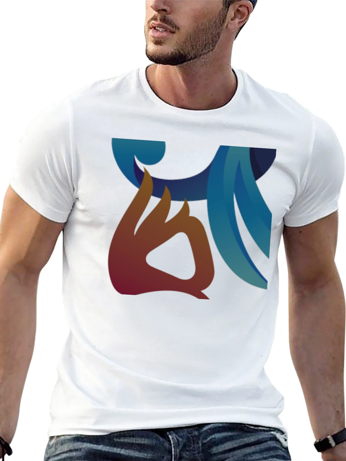 Abstract Graphic Print Black Casual Tee