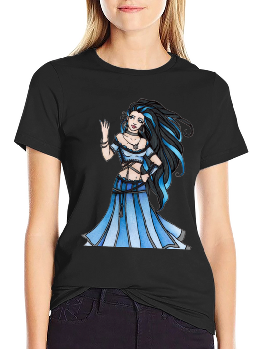 Fantasy Maiden Graphic Print Black Tee