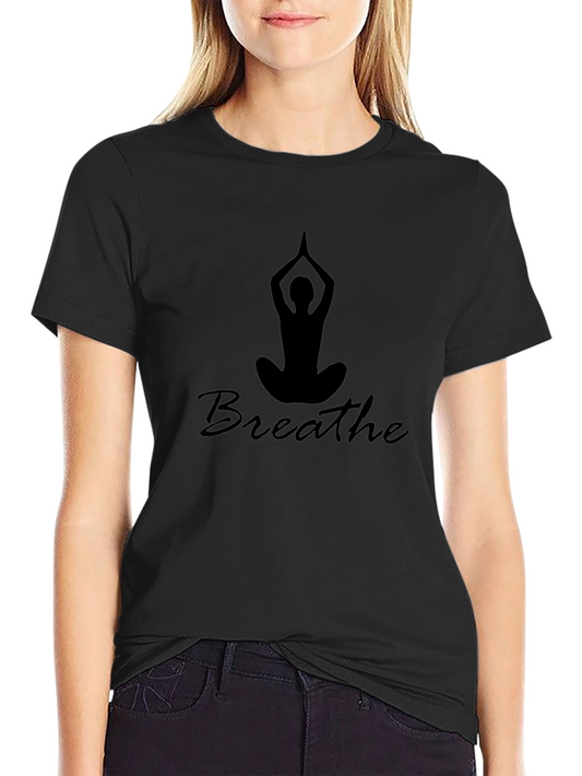 Breathe Yoga Pose Graphic Tee - Black
