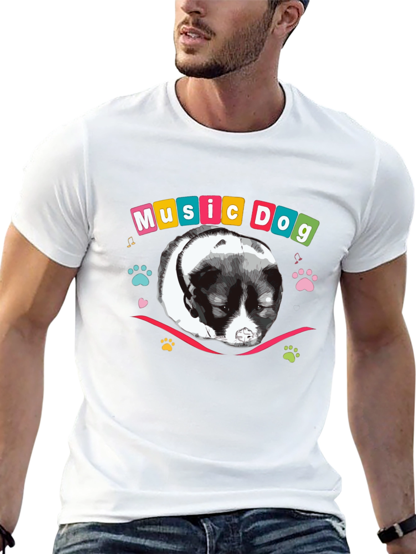 Music Dog Graphic Tee - Mens Black T-Shirt