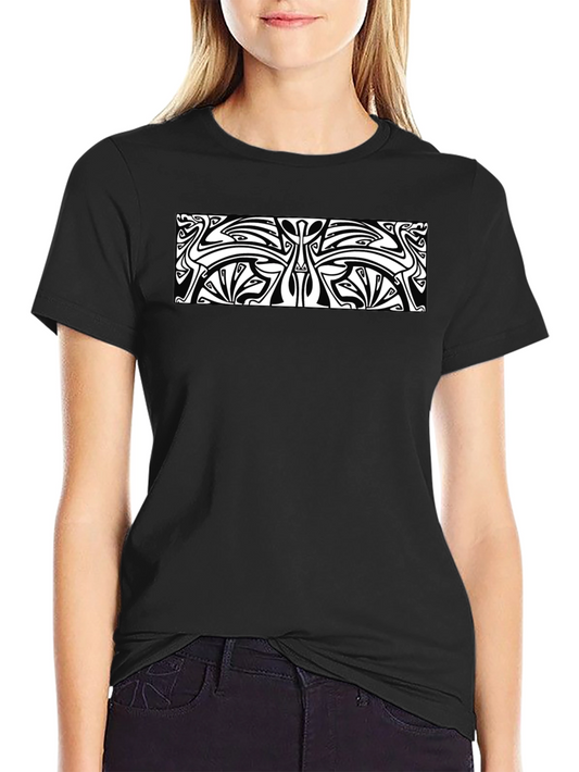 Unique Black T-Shirt with White Abstract Design