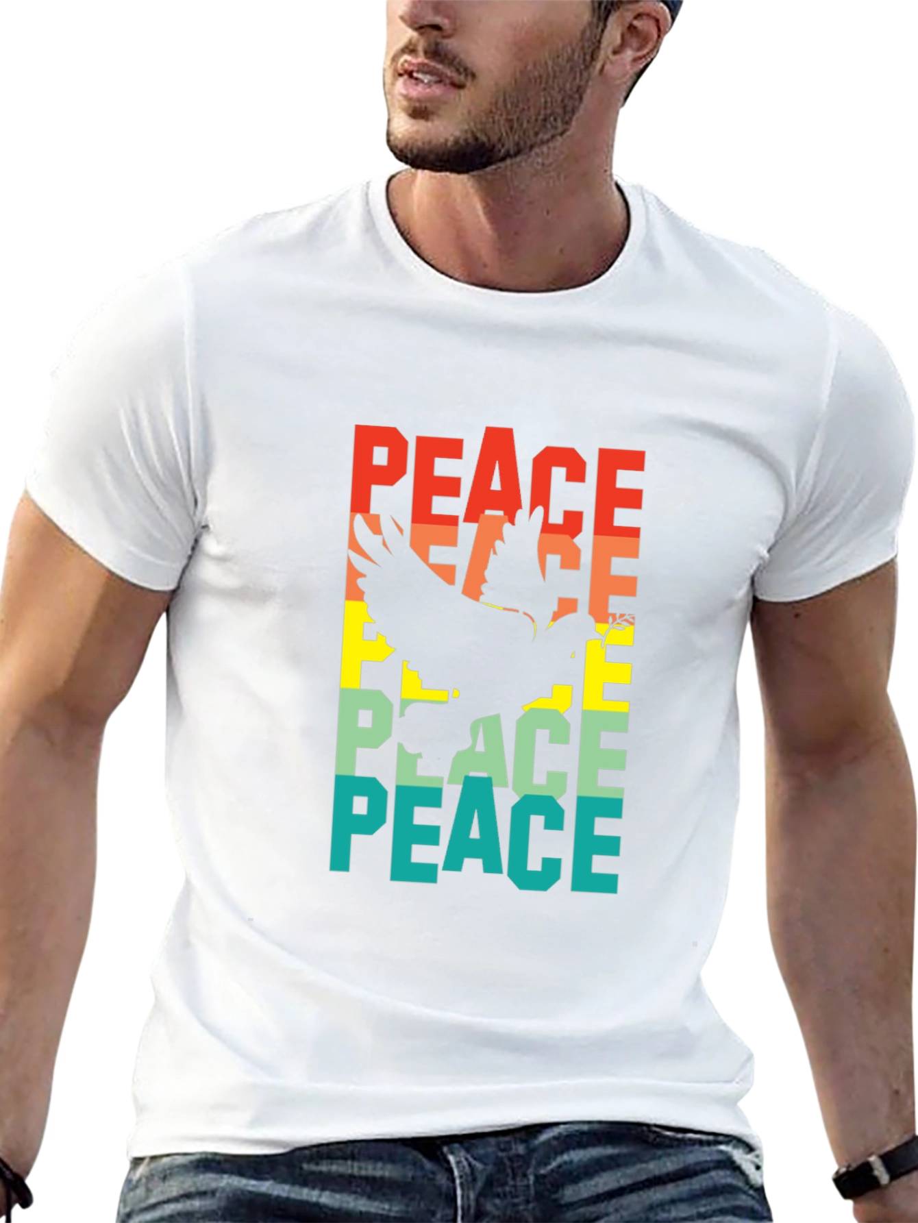 Peace Dove Graphic Tee - Retro Style Black T-Shirt