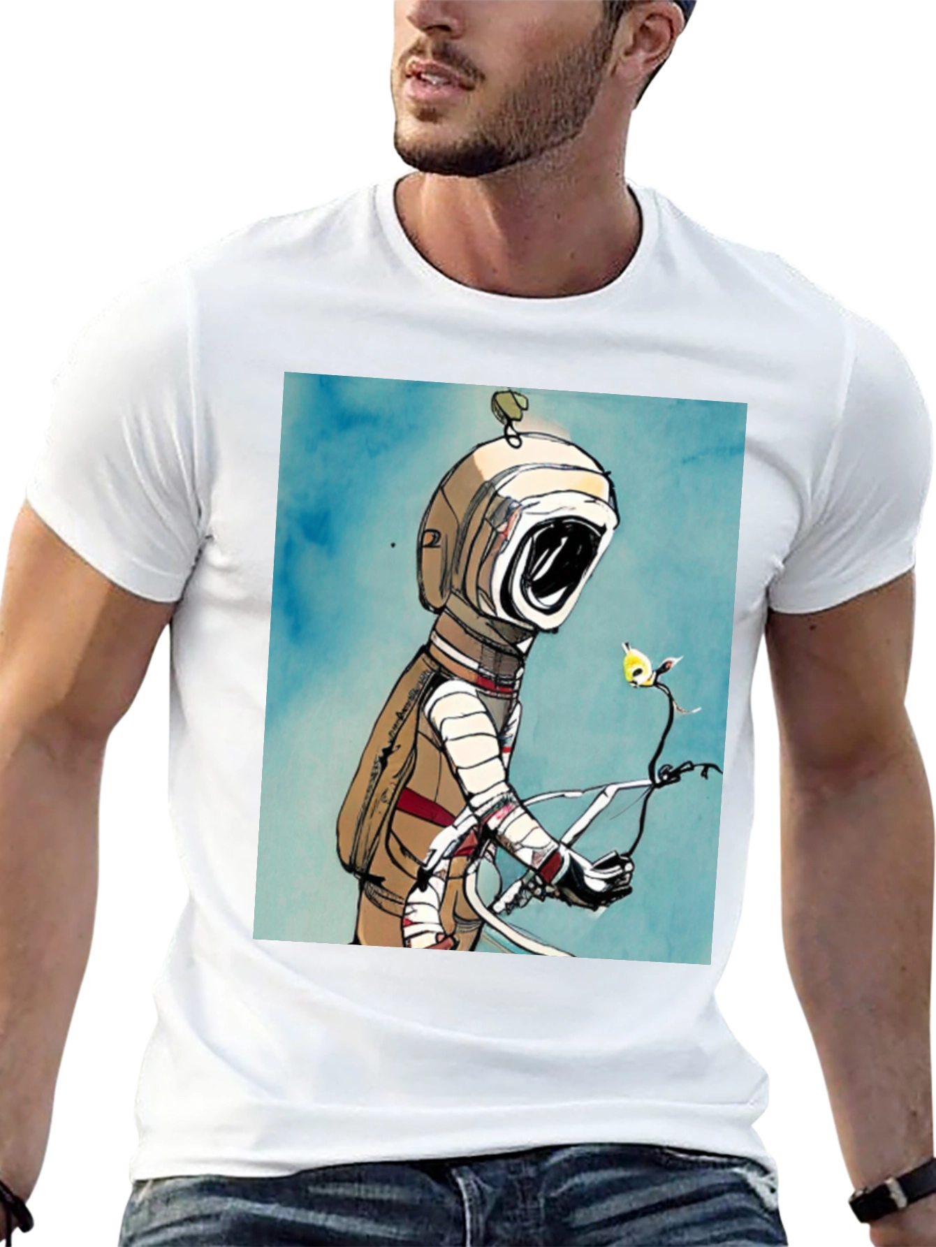 Astronaut & Flower Graphic T-Shirt