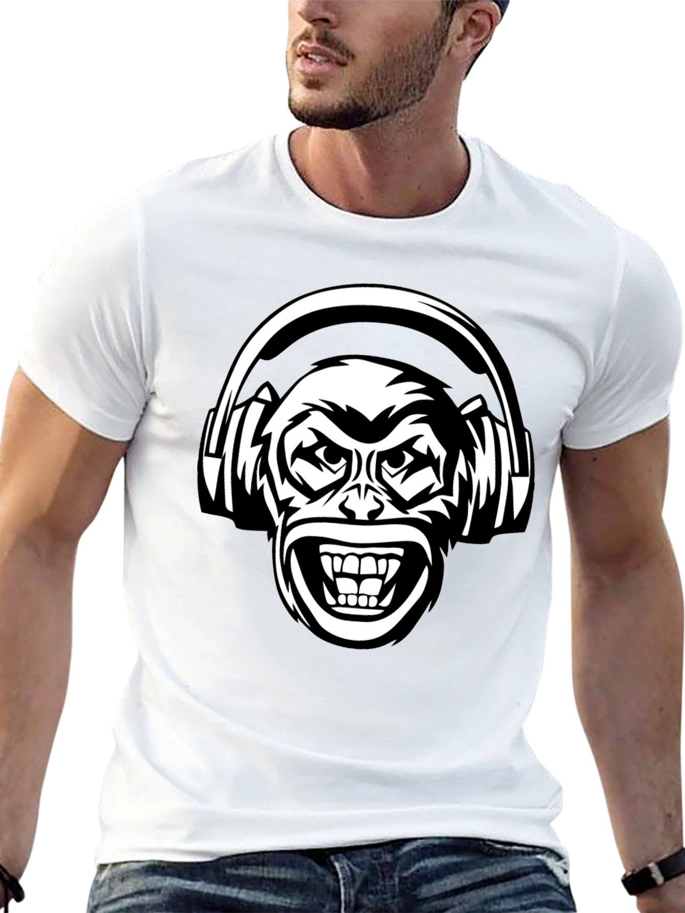 Cool Monkey DJ T-Shirt - Black Graphic Tee