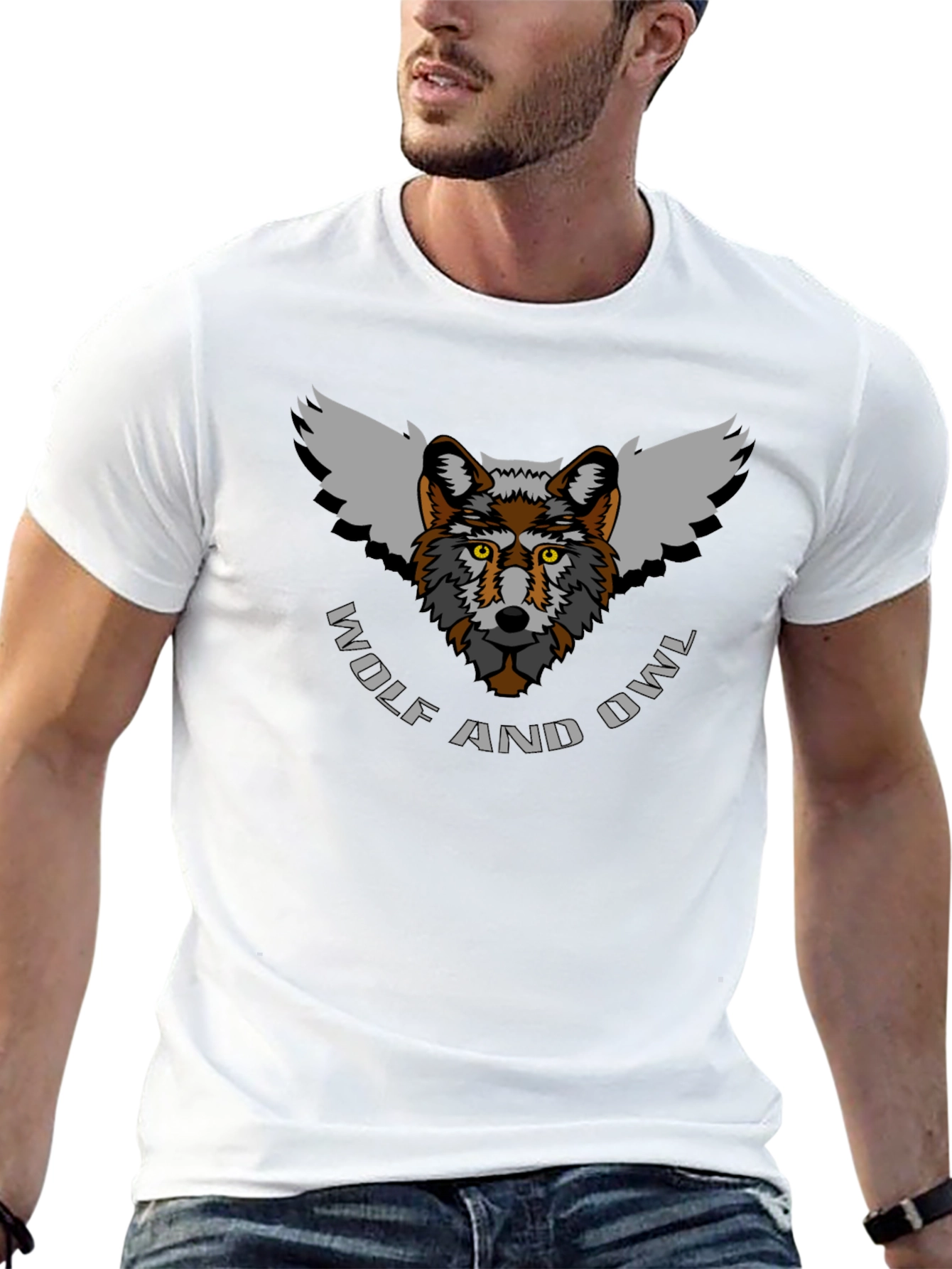 Wolf and Owl Graphic Tee - Unique Design
