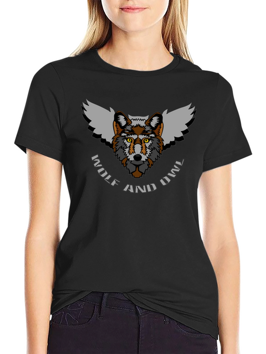 Wolf and Owl Graphic Tee - Unique Design