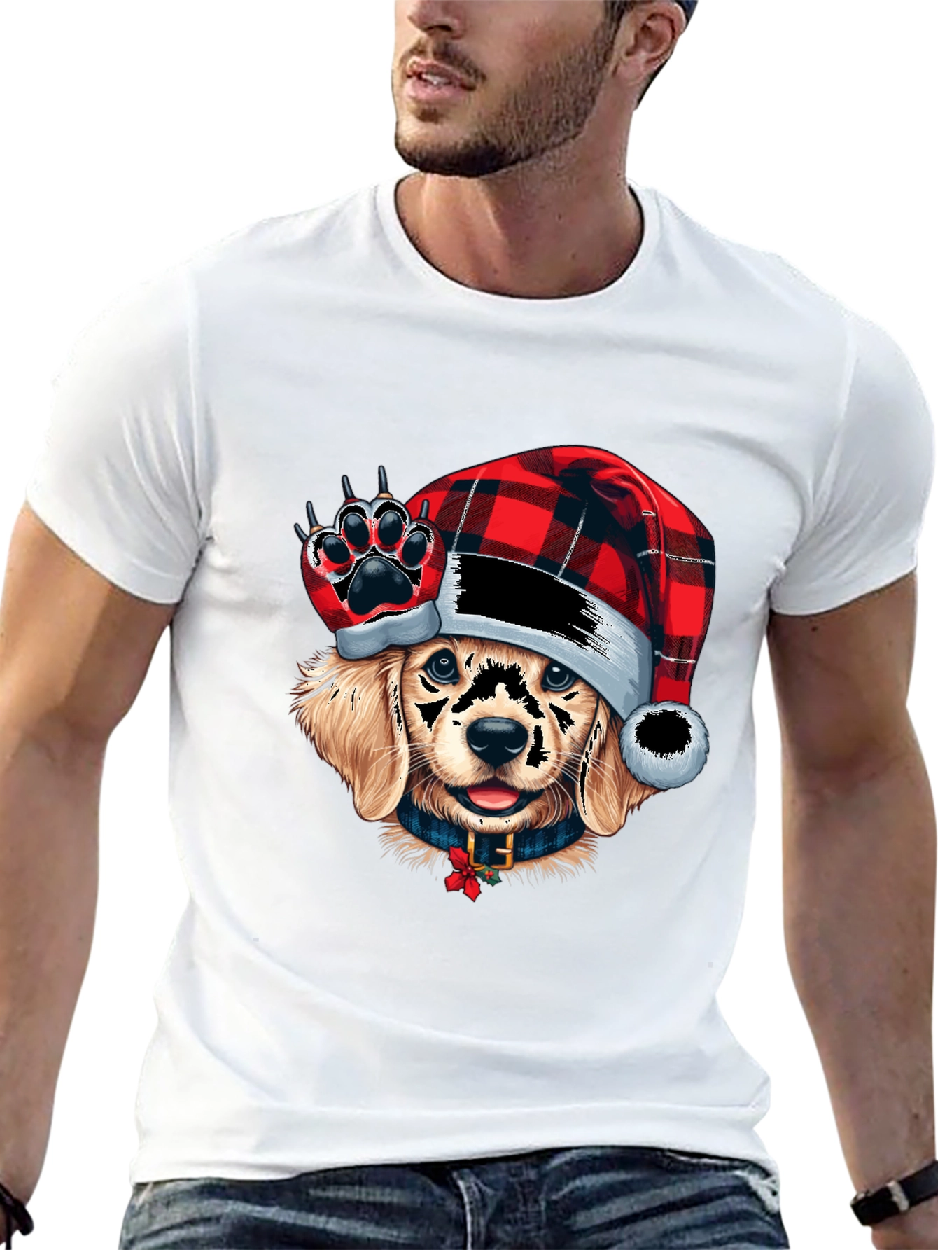 Festive Dog Graphic Tee - Holiday Style