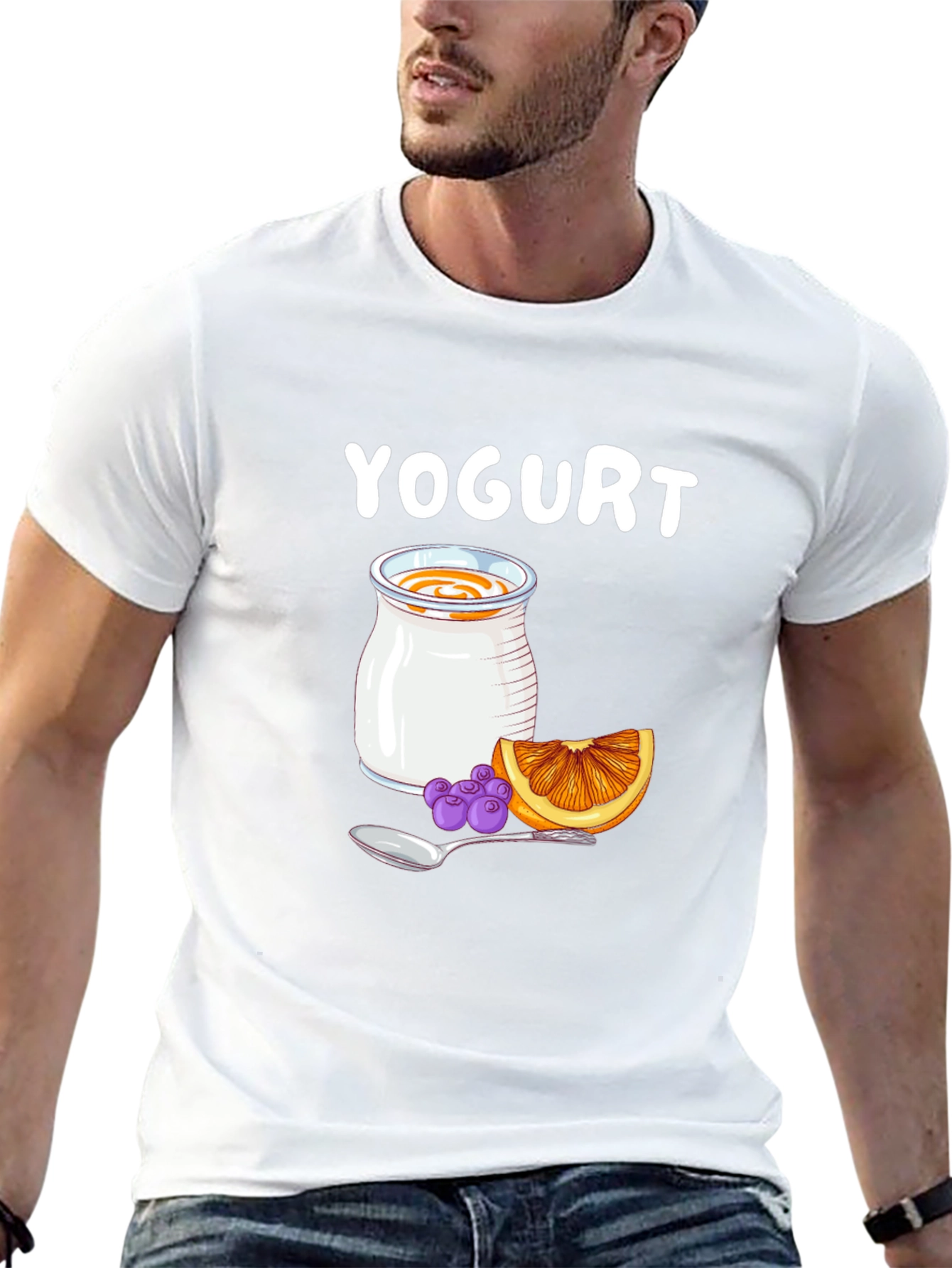 Yogurt Graphic T-Shirt - Fruit & Spoon Design