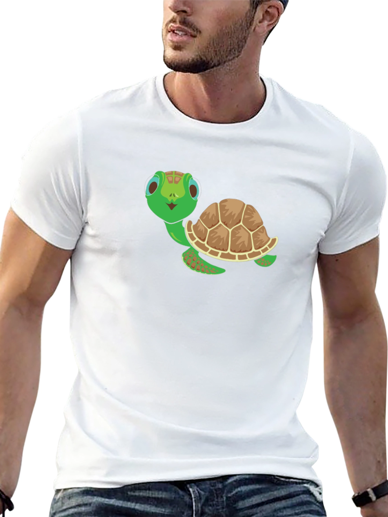 Cute Turtle Graphic Tee - Black Cotton Shirt