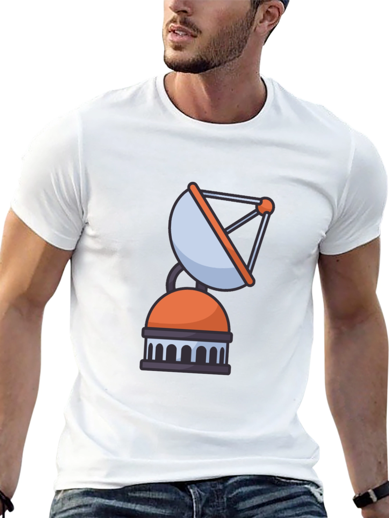 Satellite Graphic Tee - Black Casual Cotton T-Shirt