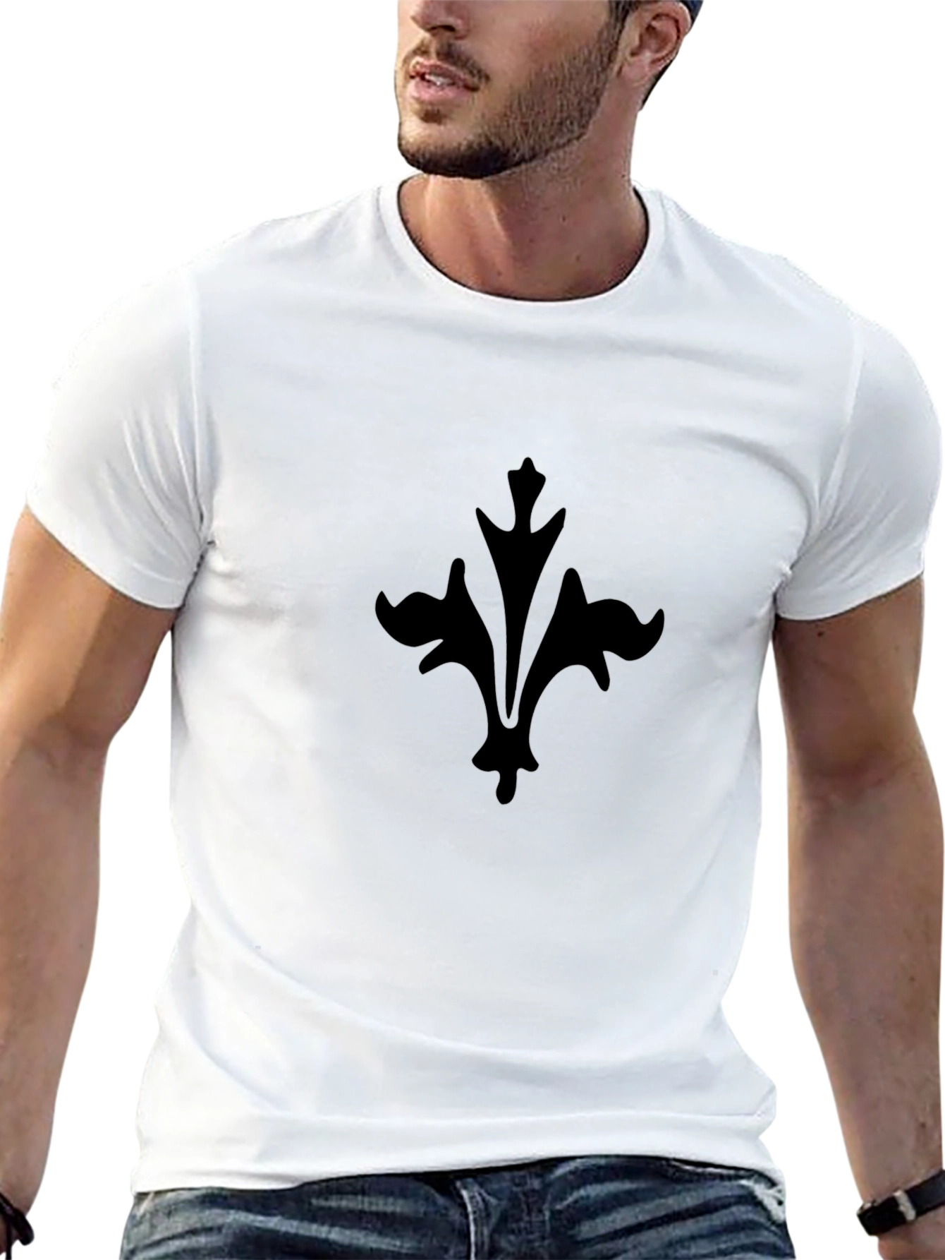 Black Fleur-de-Lis T-Shirt - Stylish & Comfortable