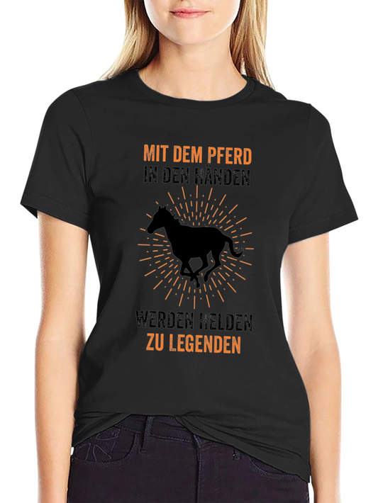 Horse Legend T-Shirt - Mit dem Pferd in den Händen Design