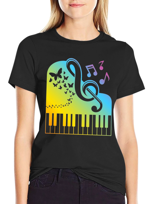 Piano Music Graphic Tee - Black