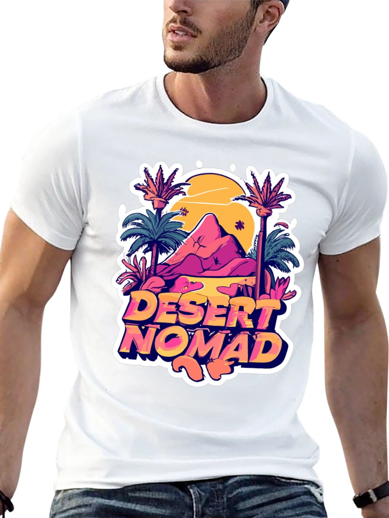 Desert Nomad Graphic Tee - Black Cotton T-Shirt
