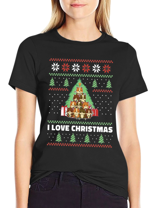 I Love Christmas Guinea Pig Tree T-Shirt