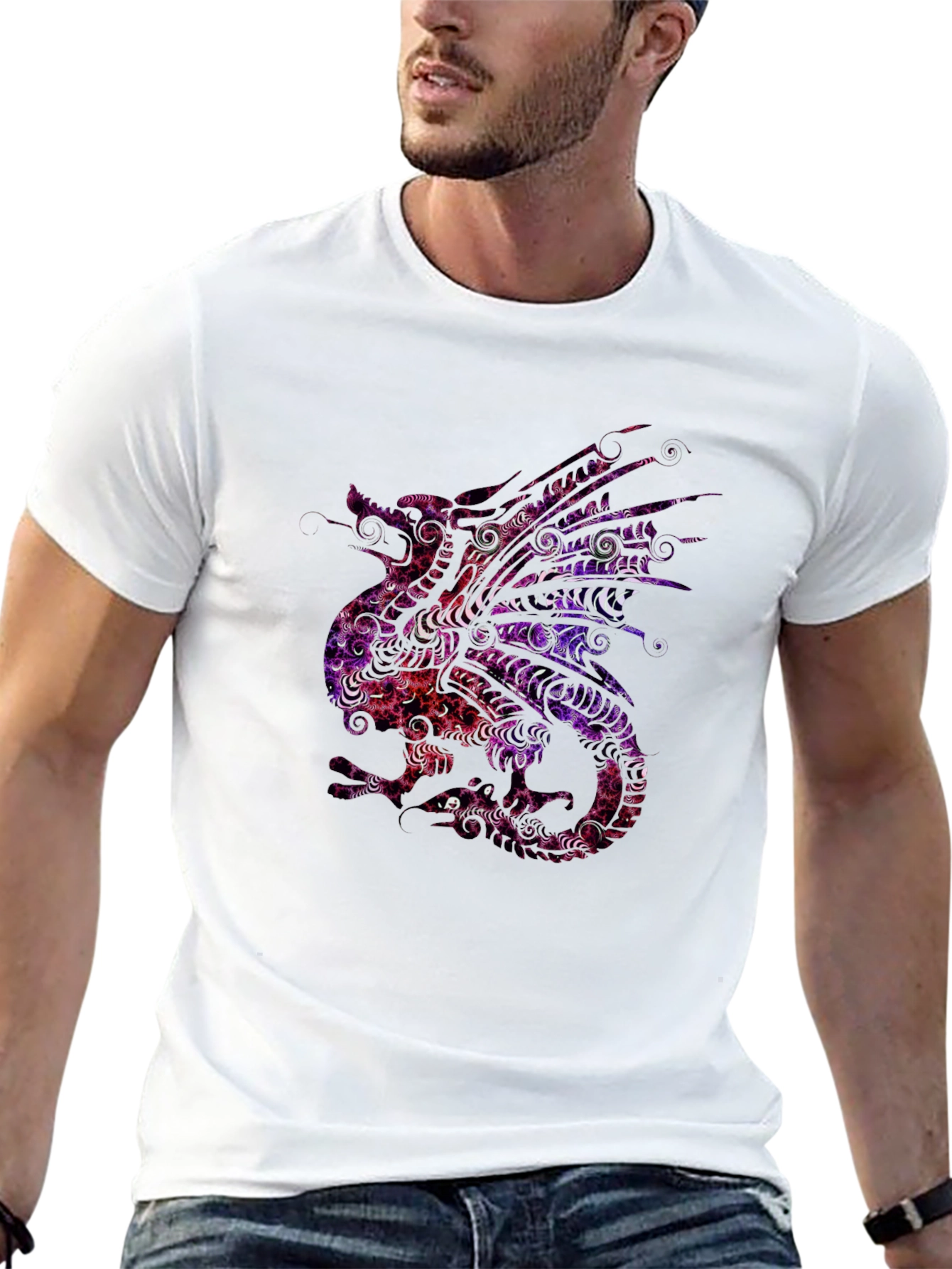 Dragon Graphic Tee - Artistic Patterned Design