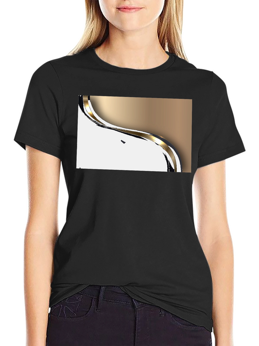 Modern Gold Wave Graphic Black T-Shirt