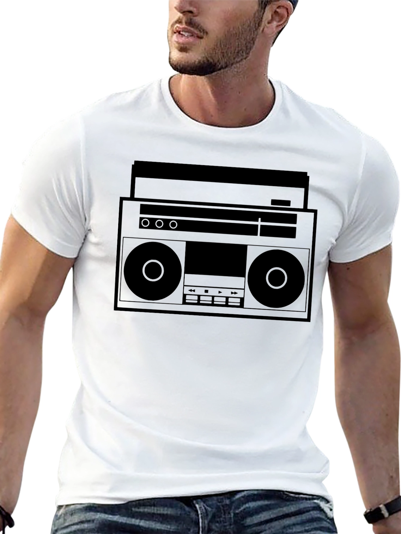 Retro Boombox Graphic Tee - Classic 80s Style