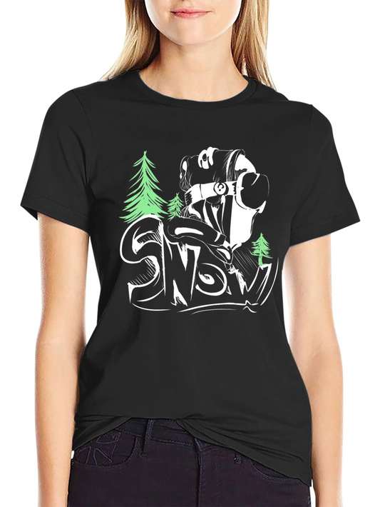 Snow Graphic T-Shirt - Black Cotton Tee for Winter Sports