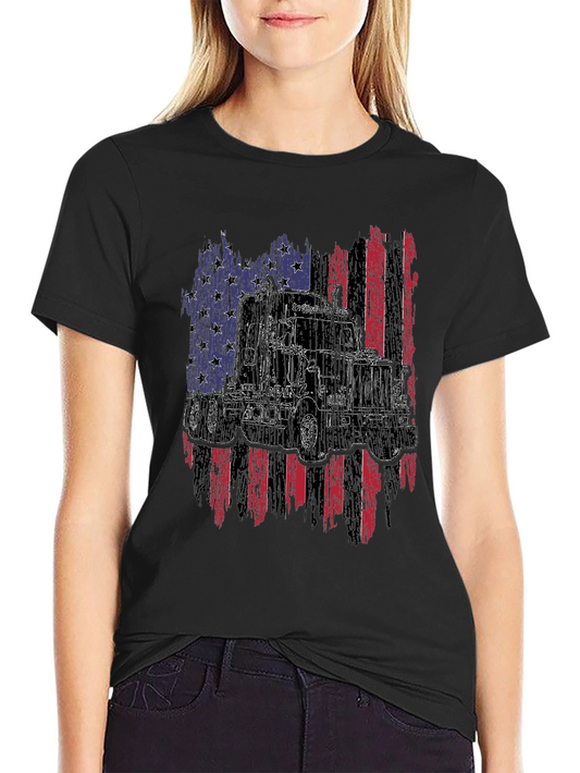 Trucker USA Flag Graphic T-Shirt