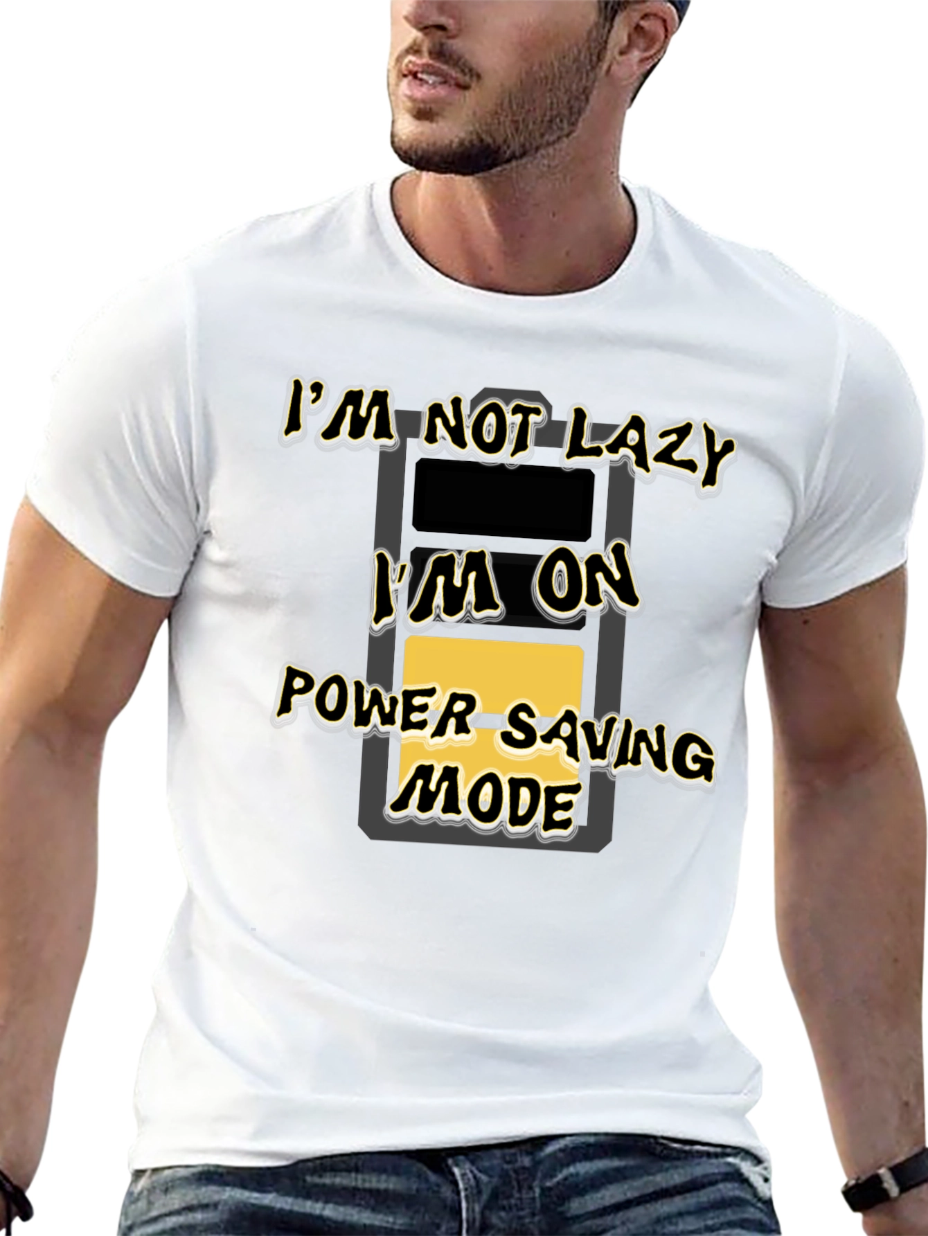 Funny Im On Power Saving Mode Black T-Shirt