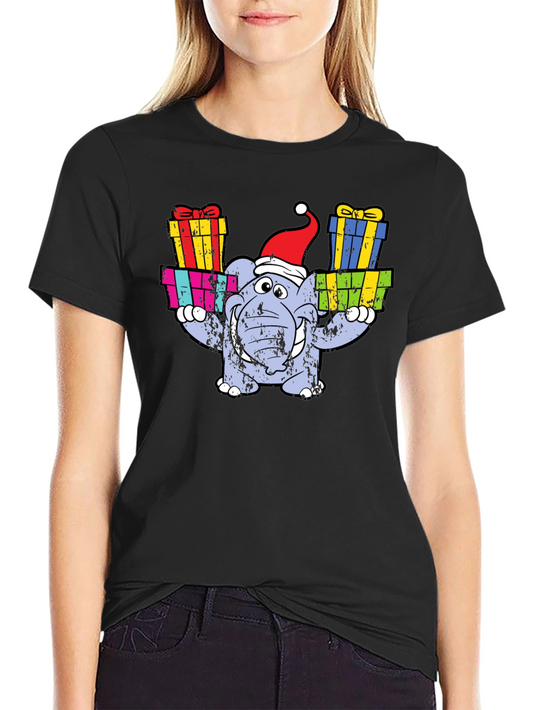 Festive Elephant T-Shirt - Holiday Gift Bearer!