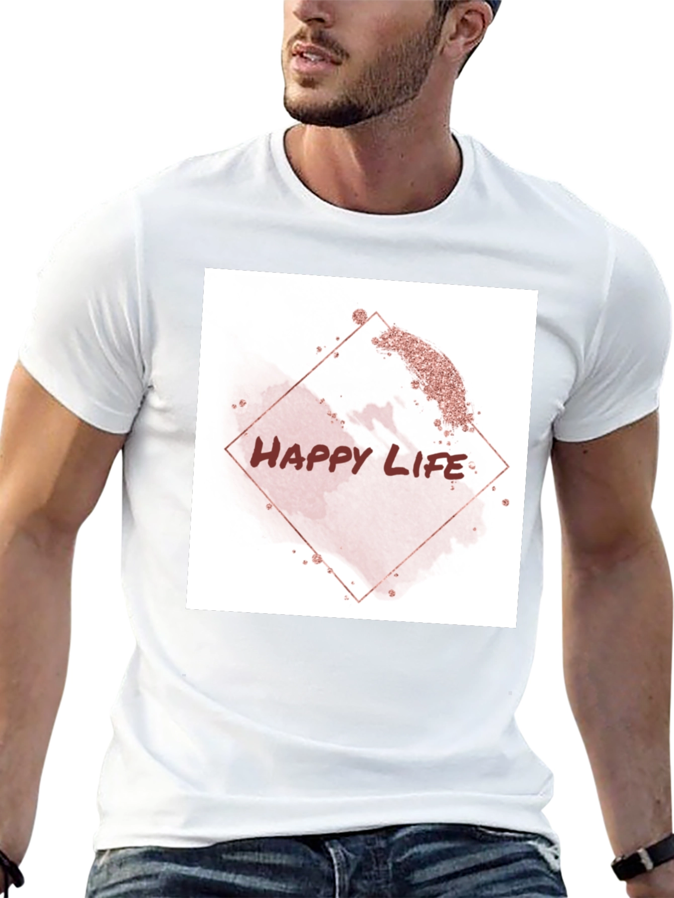 Happy Life Graphic Tee - Black Cotton T-Shirt